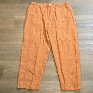 Eileen Fisher Womens Large 100% Organic Linen Lantern Pants Ankle Elastic Waist